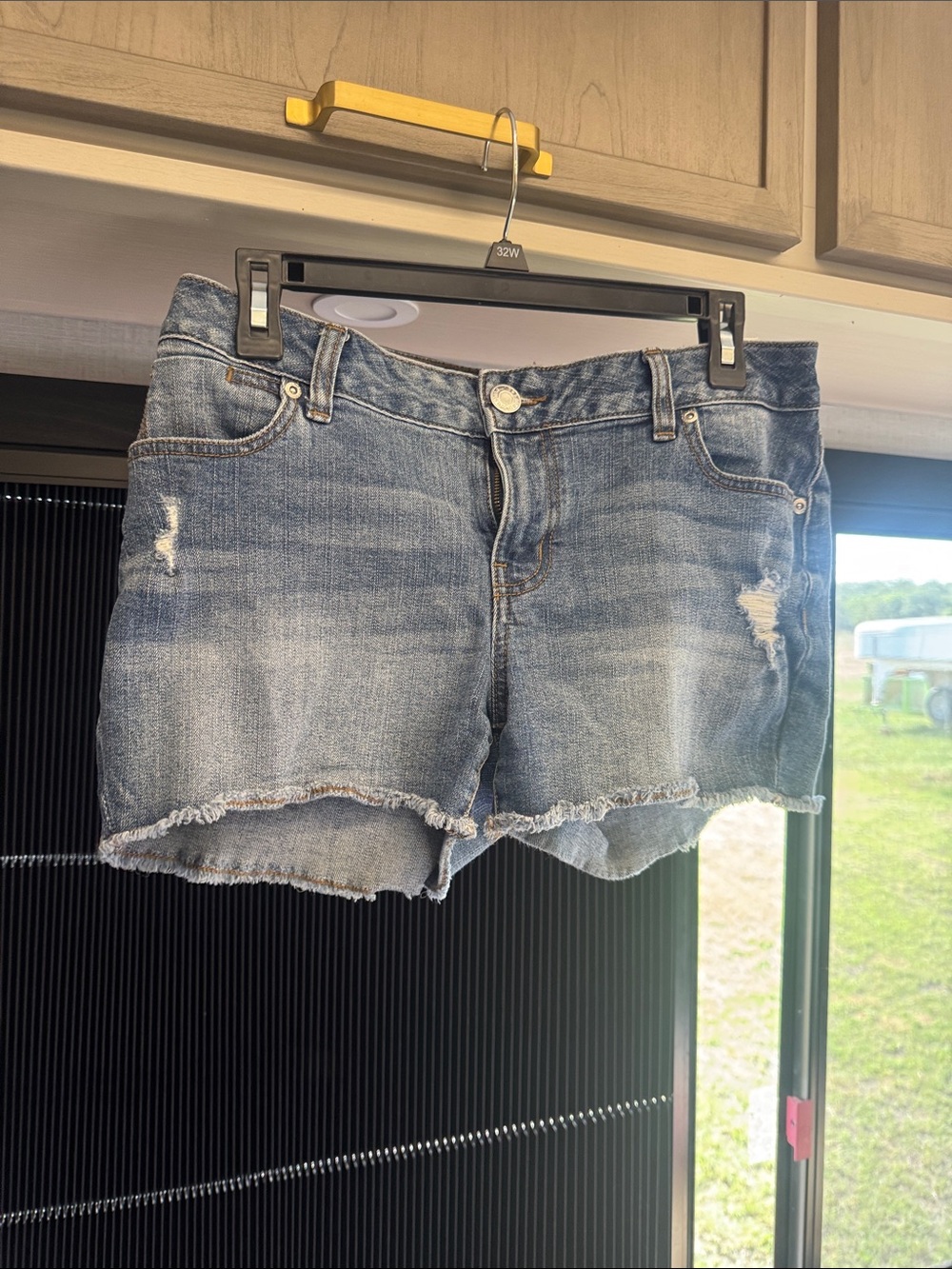 Maurices Faded Blue Distressed Denim Cutoff Shorts